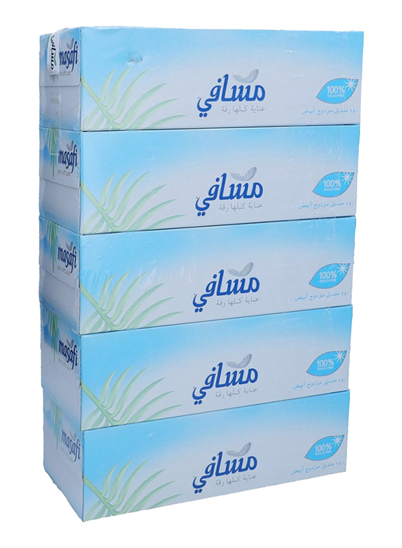 

Masafi Tissue Pure Soft Care 2 Ply White Tissue Box Set, 150 x 5 Pieces