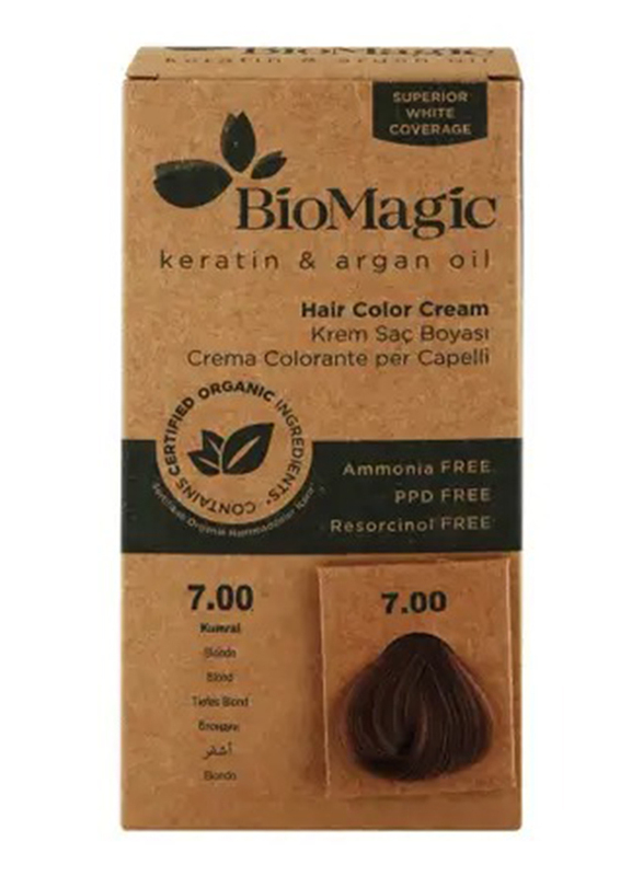 Biomagic Keratin & Argan Oil Permanent Hair Color Cream Set, 7/00 Blonde