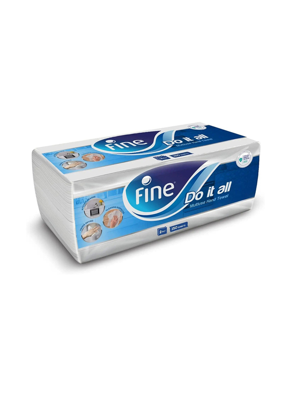 Fine 2 x More Absorbent Interfolded Kitchen Paper Towel - 150 Sheets, 2 Ply