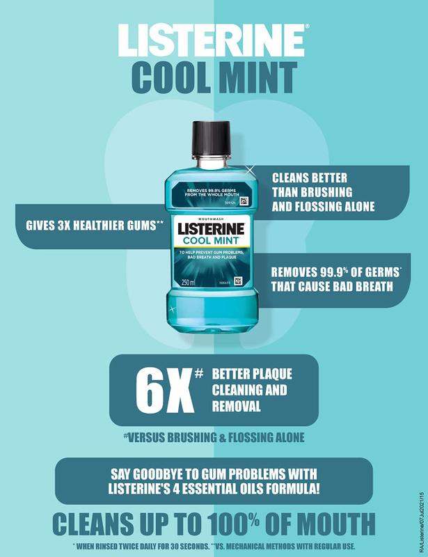 Listerine Cool Mint Mouthwash, 2 x 500ml