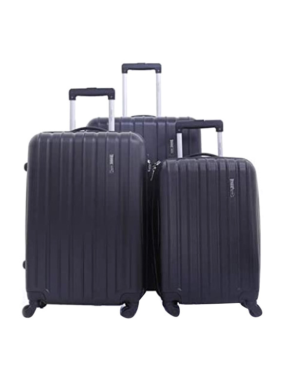 

Parajohn 3-Piece Set Hard Travel Bag Luggage Trolley 4 Inline Skate (Linear) Wheels with TSA Lock, Black