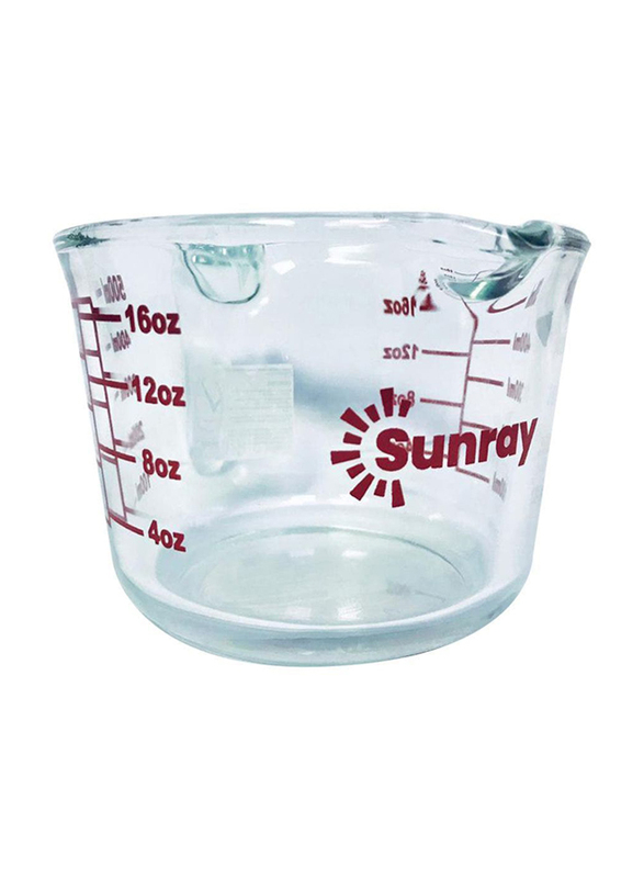 Sunray 500ml Heat Resistant Borosilicate Glass Measuring Cup, Srmc500, Clear