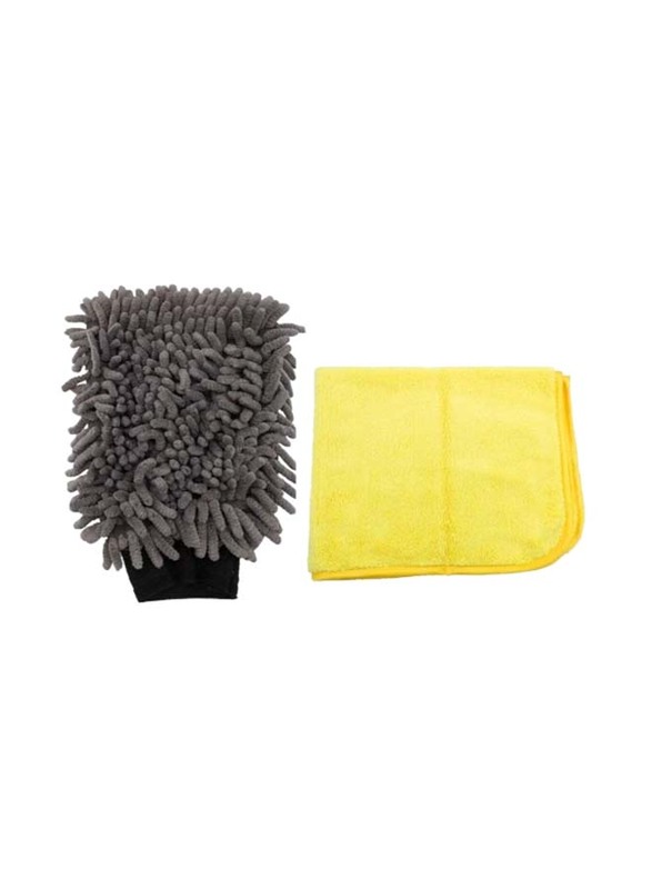 Auto Care Luxury Wash & Dry Microfiber Towel, FLD-006, Yellow/Black