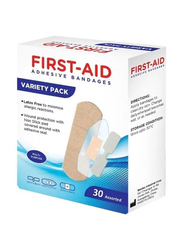 First Aid Variety Pack Bandages Assorted, 30 Pieces