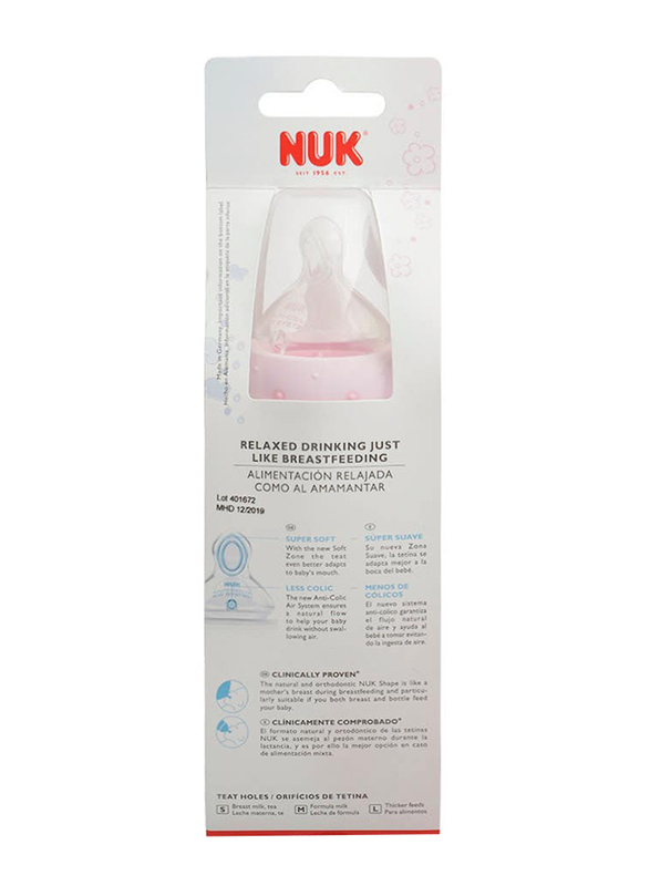 Nuk First Choice Plus Feeding Bottle, 300ml, 0-6 Months, Pink/Clear