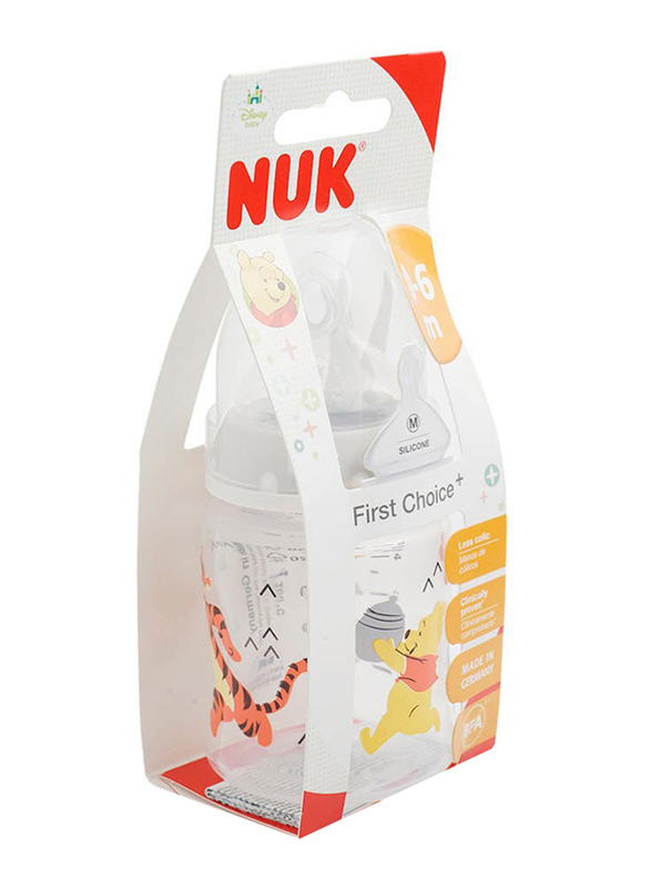 Nuk First Choice Plus Winne Disney Pooh and Tigger Printed Feeding Bottle, 150ml, 0-6 Months, Multicolour