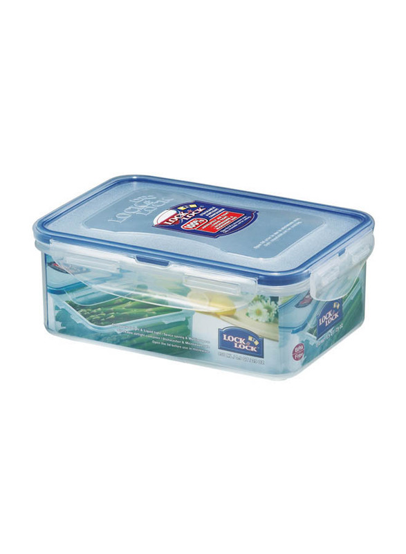 Lock & Lock Rectangular Food Container, HPL815M, 850ml, Clear/Blue