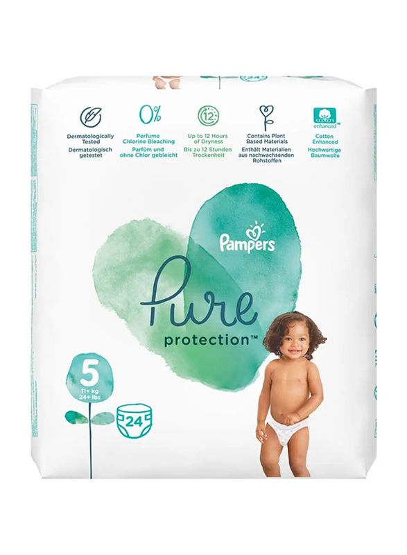 Pampers Pure Protection Diapers, Size 5, +11kg - 24 Count