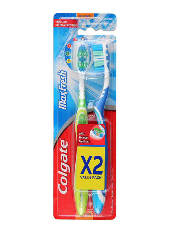 

Colgate Max Fresh Soft Toothbrush with Tongue Freshener, 2 Pieces