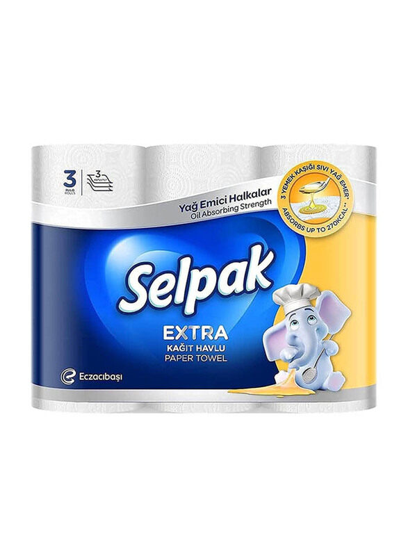 

Selpak Calorie Absorber Kitchen Paper Towel, 3 Ply 3 Rolls x 75 Sheets