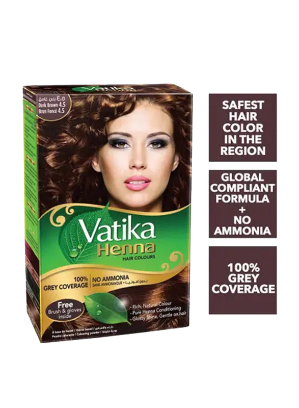 Dabur Vatika Henna Hair Color, 60g, 4.5 Dark Brown
