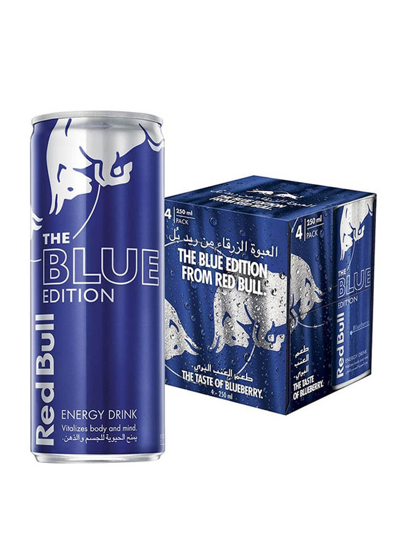Red Bull Energy Drink, Blueberry, Blue Edition, 4 x 250ml
