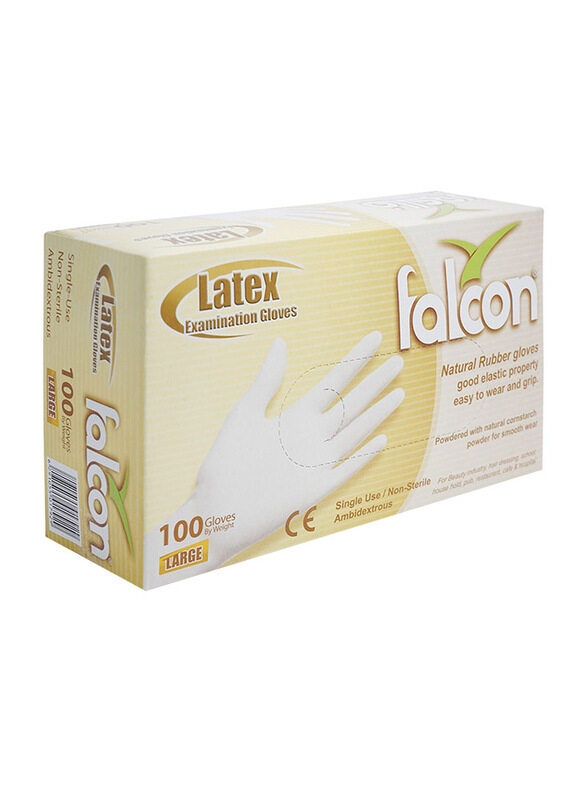 

Falcon Examination Natural Rubber Gloves, 100 Pieces, Large