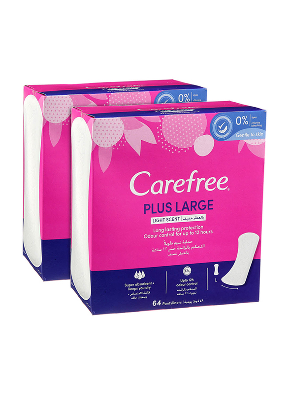 Carefree Panty Liners, Plus Large, 64 Pieces, 2 Packs