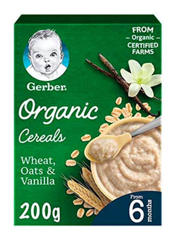 Gerber Organic Wheat Oats & Vanilla Cereals, 6 Months, 200g
