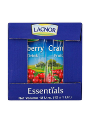 Lacnor Essentials Cranberry Fruit Drink, 12 x 1 Liter