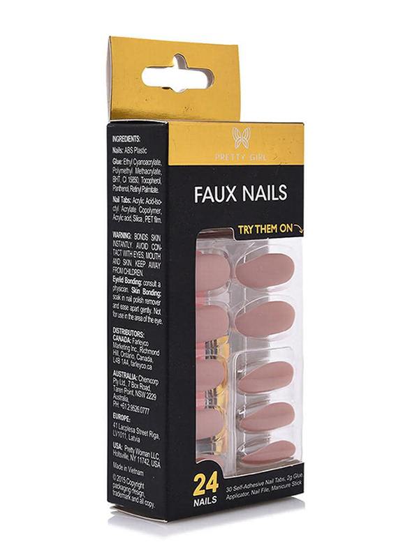 Pretty Girl Faux Nails, 24 Pieces, Brown