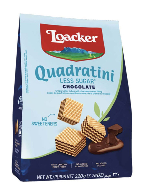 Loacker Quadratini Wafers Less Sugar Chocolate, 110g