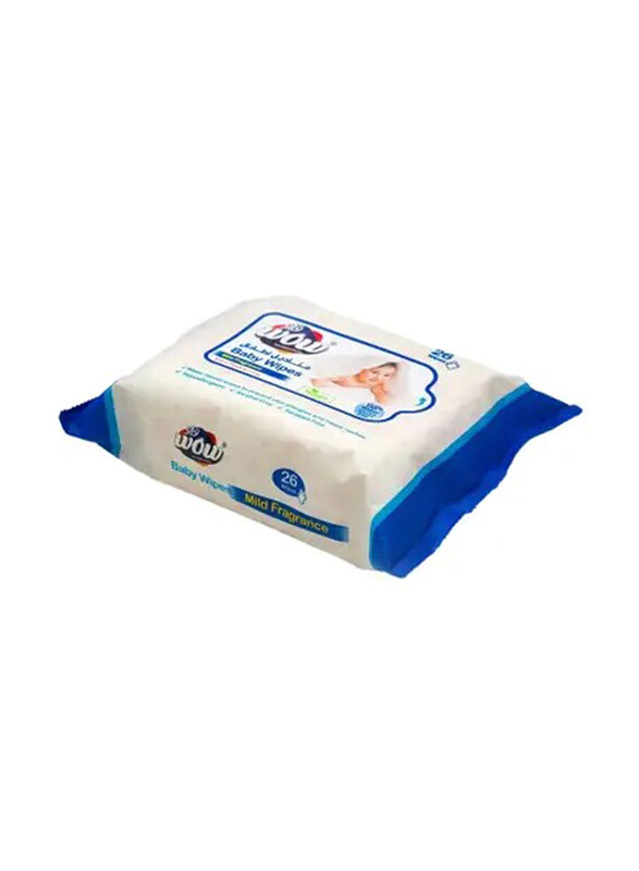 

Wow Baby Wet Wipes Extra Thick Ultra Soft Mild Fragrance enriched with Organic Aloe Vera & Chamomile Oil, 26 Counts