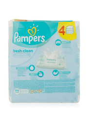 Pampers Fresh Clean Baby Wipes, 4 x 64 Pieces