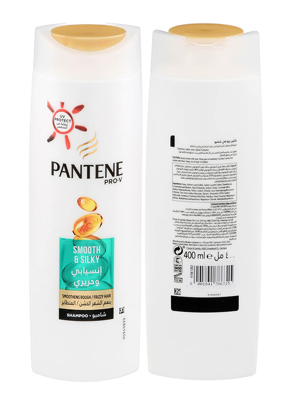 Pantene Pro-V Smooth and Silky Shampoo for All Hair Types, 400ml, 2 Pieces
