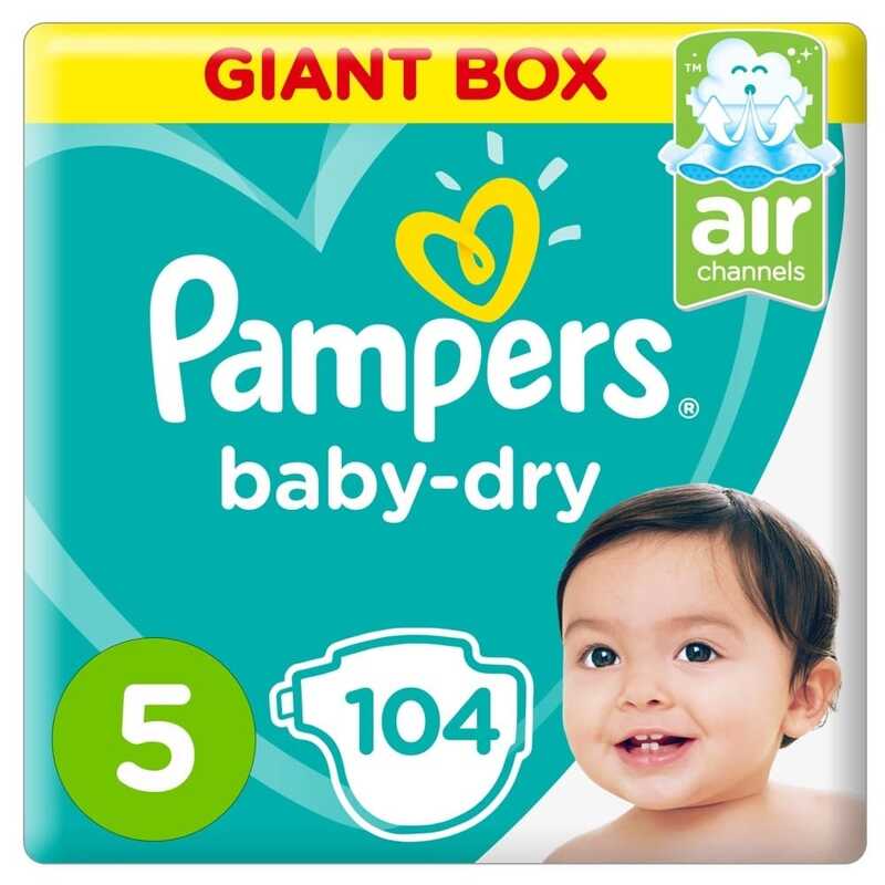 Pampers Baby-Dry Diapers, Size 5, Junior, 11-16kg, Giant Box, 104 Count