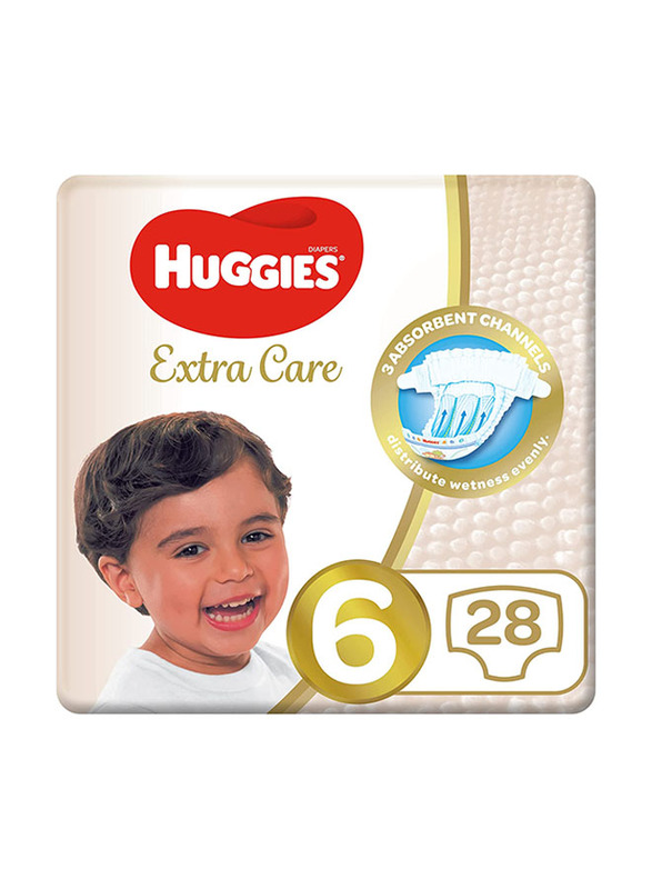 Huggies Extra Care Diapers, Size 6, 15+ Kg, 28 Count