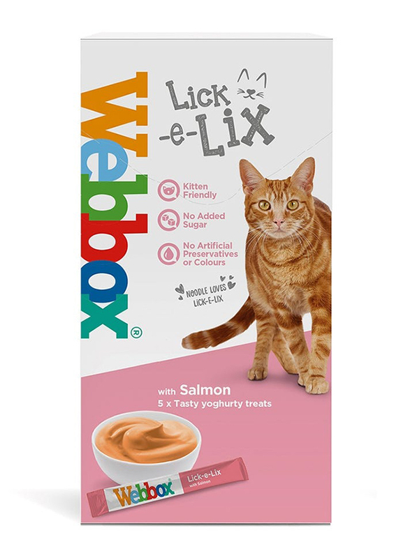 Webbox Lick-e-Lix Yoghurt Salmon Cat Treat, 5 Pieces, 75g