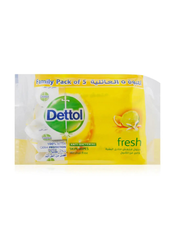 Dettol Anti-Bacterial Fresh Skin Wipes - 5 x 10 Pieces