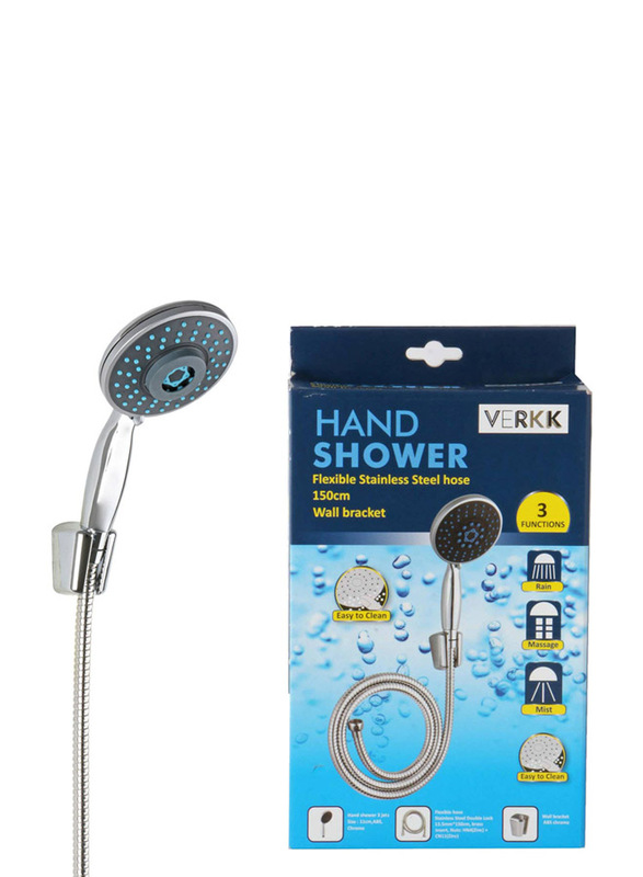 Verkk Hand Shower With Steel Hose, 1.5M, Silver