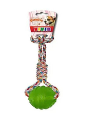Pawise Dog TPR Ball with Rope Handle, Green