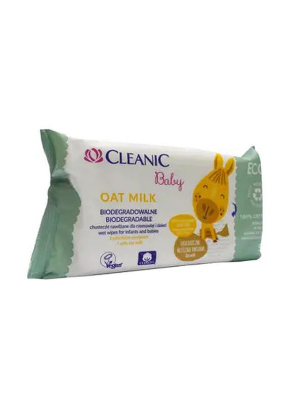 Cleanic Baby Wipe Oat Milk, 50 Pieces