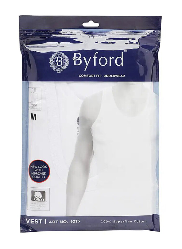 

Byford London Comfort Fit Vest for Men, White, 4013, Medium