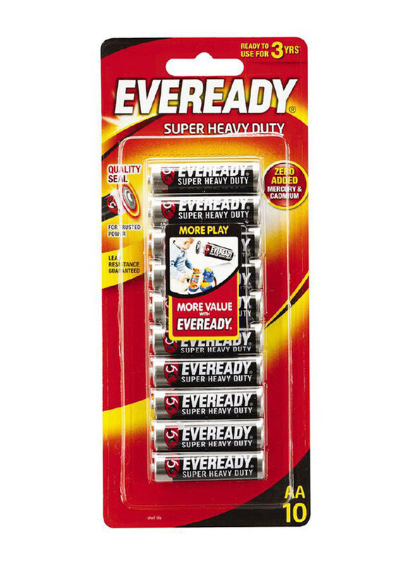 

Eveready 10-Piece Super Heavy Duty 1215 AA Battery, Black/Silver