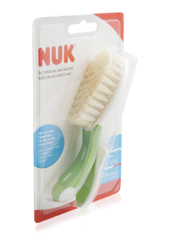 Nuk 2-Piece 2 -in-1 Baby Brush with Comb for Kids, Green