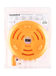 Kadris 3-Way Extension Socket with 8 Meter Cable Reel, EX-1450, Orange/White