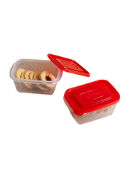 Lock & Lock E-Zlock Rectangle Container, 800ml, 2 Pieces, HLE6324, Red