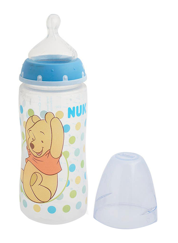 Nuk First Choice Plus Winne The Pooh Printed Feeding Bottle, 300ml, 0-6 Months, Multicolour