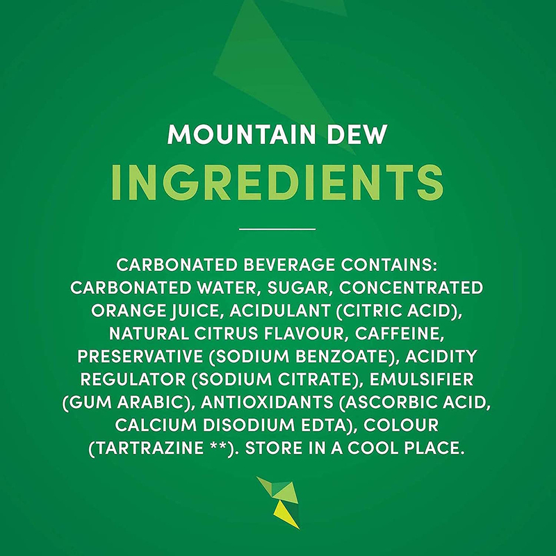 Mountain Dew, Carbonated Soft Drink, Mini Cans - 10 x 155ml