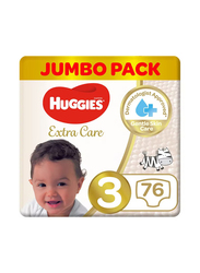 Huggies Extra Care Diapers Jumbo Pack, Size 3, 6-10 Kg, 76 Count