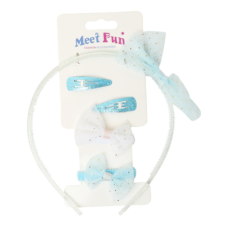 

Meet Fun Hair Band and Hair Clip Set for All Hair Types, Light Blue