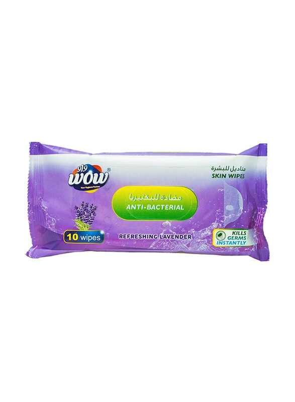 

Wow Refreshing Lavender Antibacterial Skin Wipes, 10 Wipes