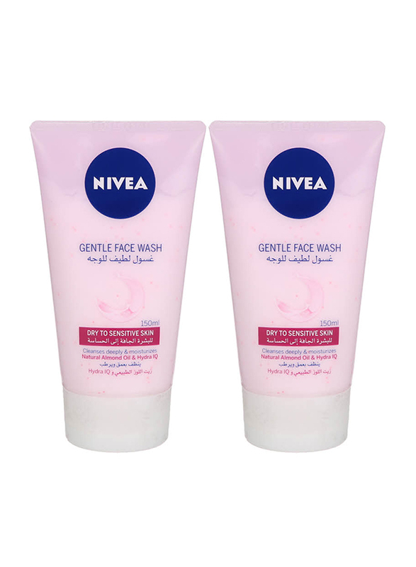 Nivea Dry to Sensitive Skin Gentle Cleansing Cream Face wash, 150ml, 2 Piece