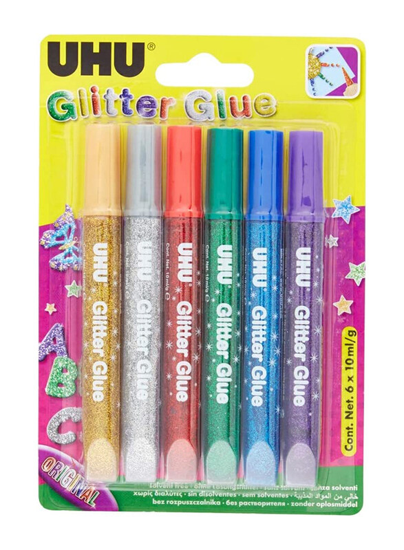

UHU Original Glitter Glue, 6 x 10ml, Multicolour