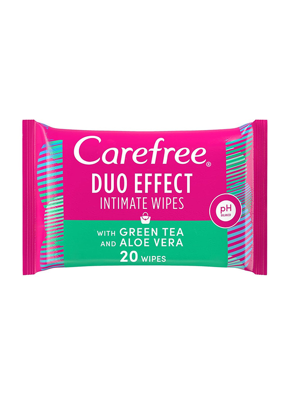 Carefree Wipes Green Tea And Aloe Vera - 20 Wipes