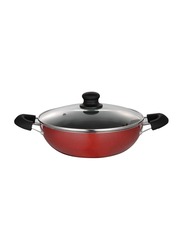 Homeway 28cm Non-stick Wok with Lid, Red