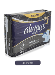 Always Night Longer Protection Sanitary Pads, Night, 48 Pieces