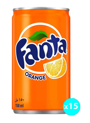 Fanta Orange Soft Drins Mini Cans, 15 x 150 ml