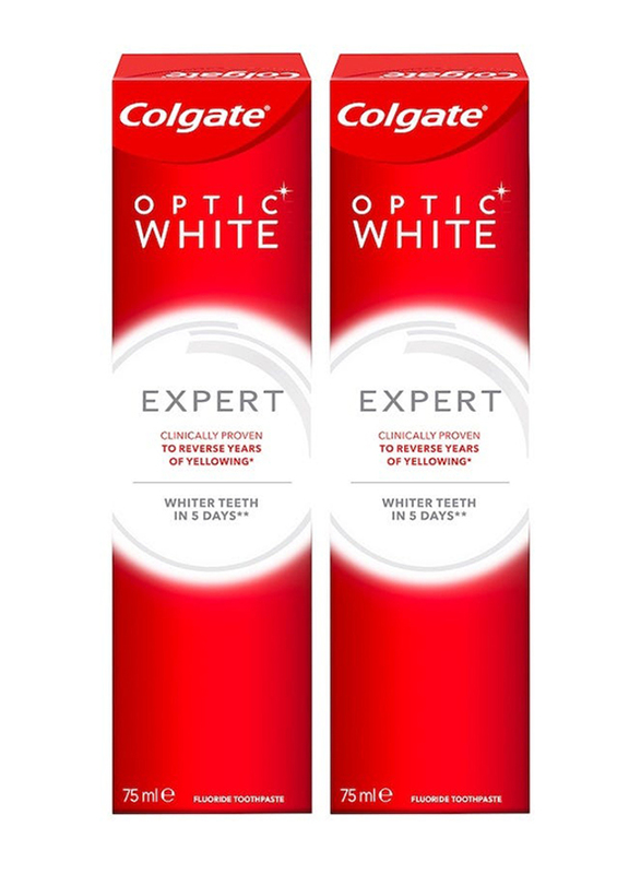 Colgate Palmolive Optic White Expert Toothpaste Set, 75ml, 2 Piece
