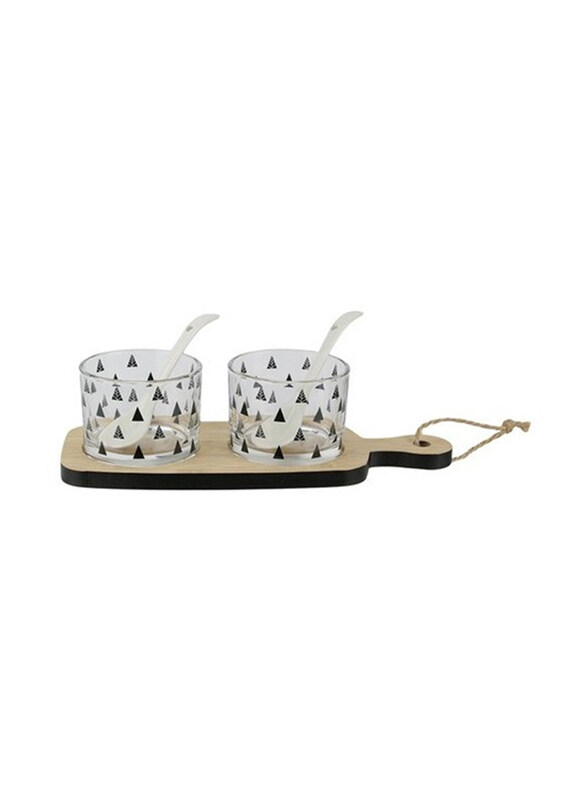 

Cmp Tray with 2 Glass Jars Spoons, Clear/Brown